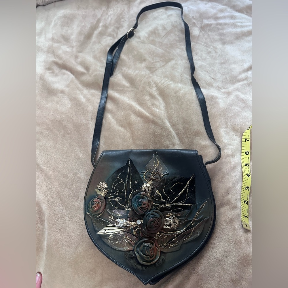 Elegant Black Floral Women's Vintage Bag & Coin Purse